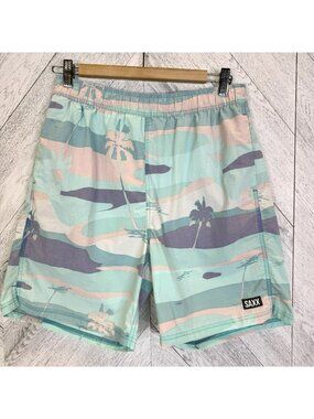 SAXX Go Coastal 2N1 Volley Swim Shorts Trunks Mens Size Medium 7" Inseam